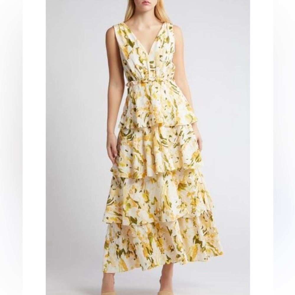 LIKE NEW Chelsea28 Floral Tiered Maxi Dress in Yellow long - Medium